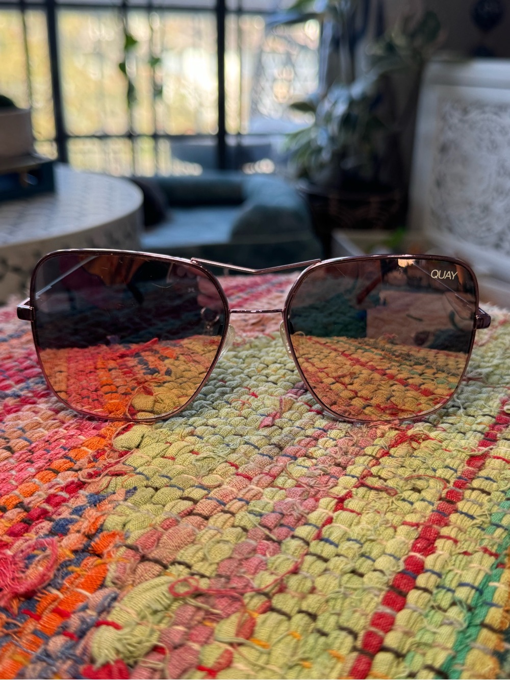 Quay Australia Lavender Purple Lilac Rose Gold Mirrored Aviator Sunglasses - Picture 4 of 8